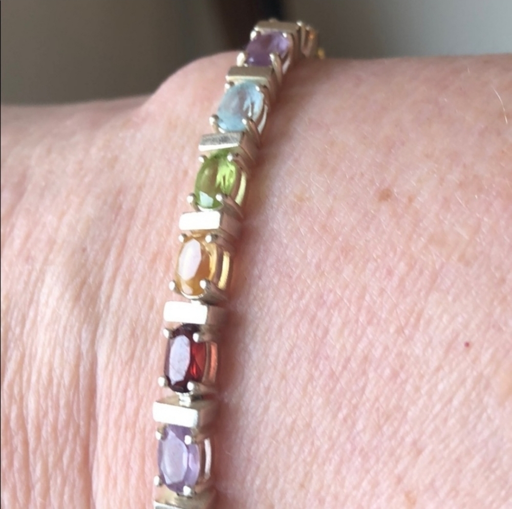 Sterling Silver Multi Stone Tennis Bracelet